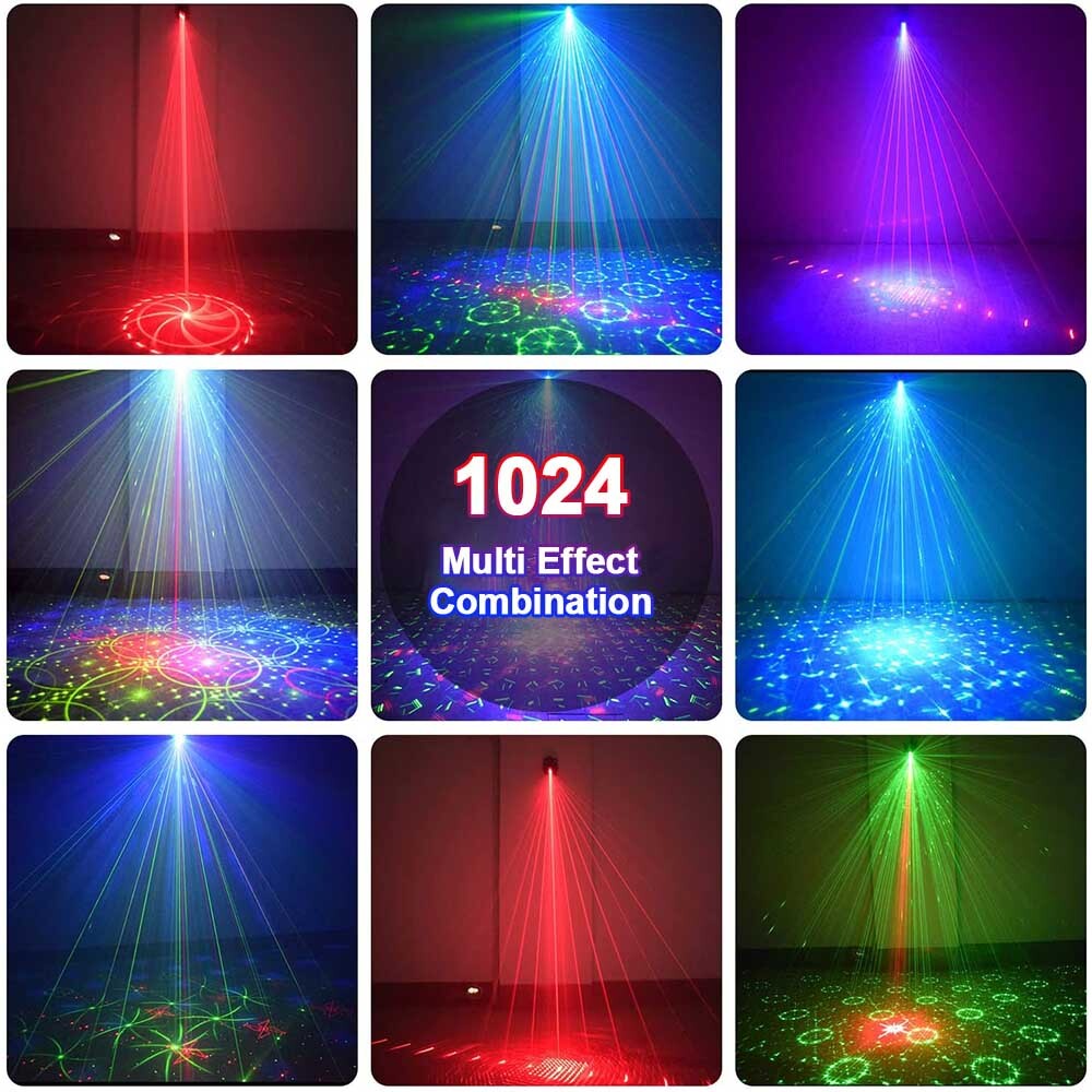 1024 Patterns Disco Party Stage Light Laser Projector LED Disco Show DJ Lighting