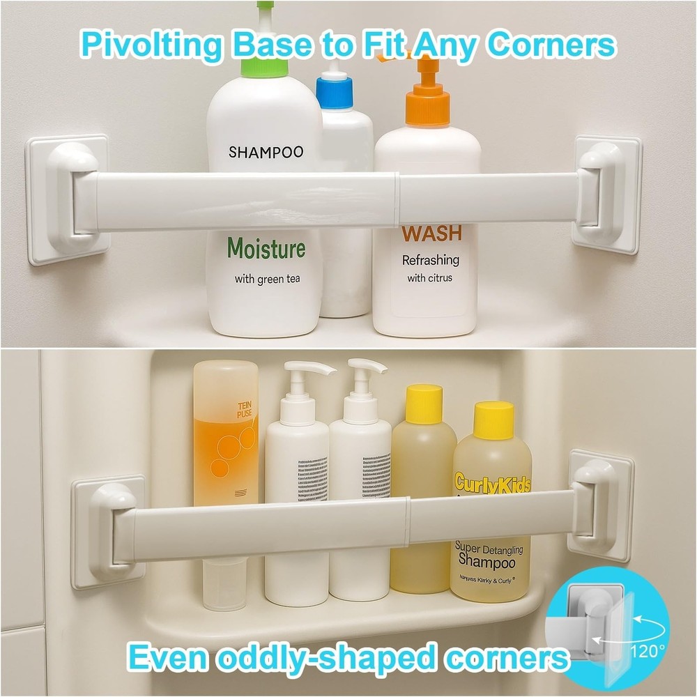 RV Shower Corner Storage Bars 3 Pack, Aluminum Adjustable Camper Shelf Retainer