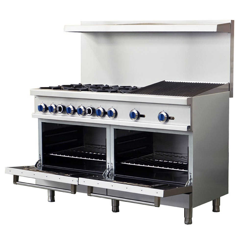 60" Range - 6 top burners + 24" charbroilers and 2 standard ovens