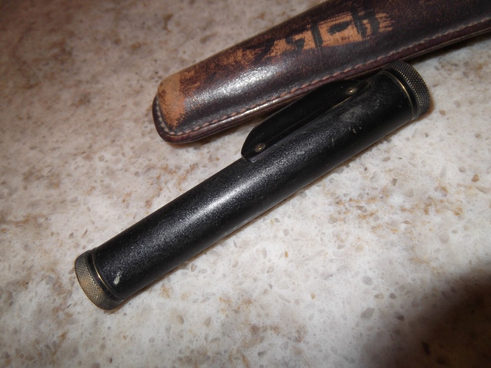 Vintage Brass Pocket Bubble Level Transit Scope Leather Case
