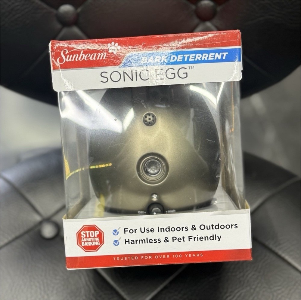 Sunbeam Sonic Egg Ultrasonic Anti Barking Device, 50ft Range, Adjustable, Porta…