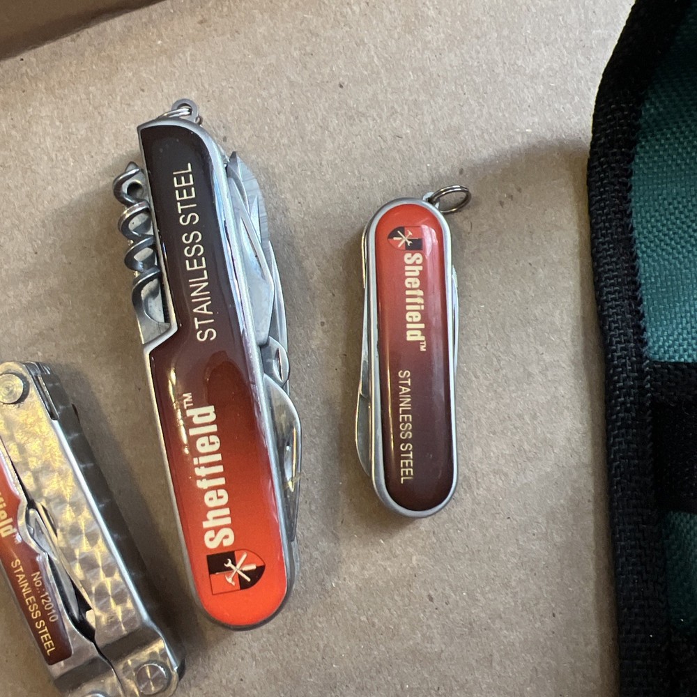 Sheffield Multi Tool pocket knife Flash Light Carrying Pouch Belt Loop
