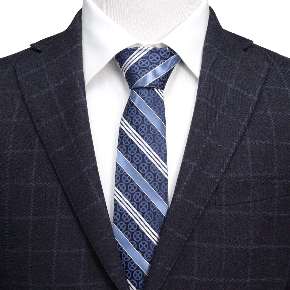 Marvel X-Men Symbol Navy Stripe Men's Tie