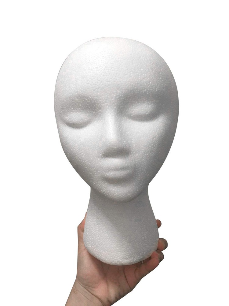 Styrofoam Mannequin Head Model Wig/Hat Display Stand Foam White