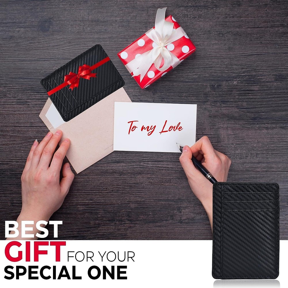 Slim Minimalist Card Holder Front Pocket RFID Blocking Leather Wallet for Men
