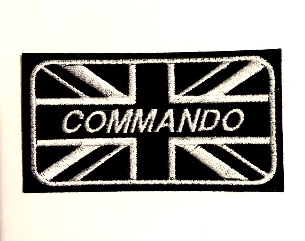 COMMANDO UNION JACK BIKER SEW ON EMBROIDERED PATCH