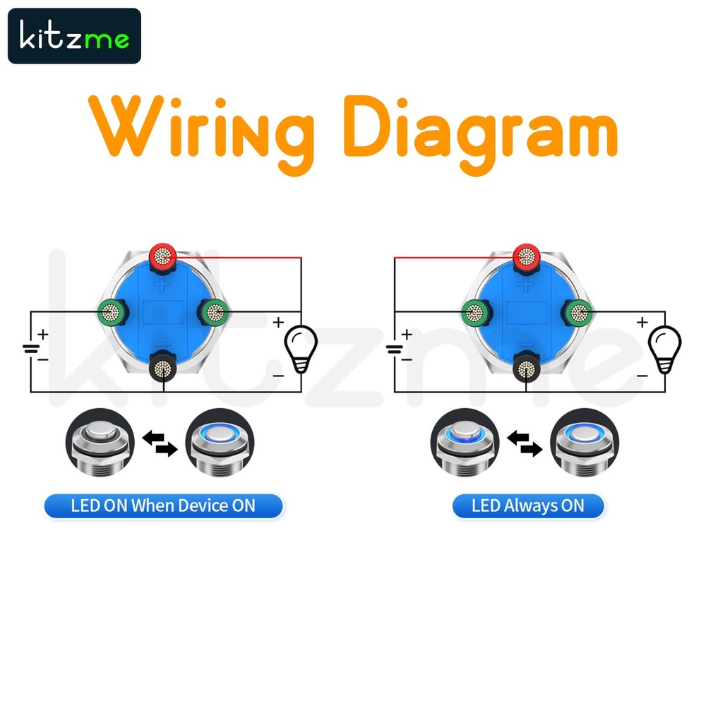 12mm Push button Switch | Black Silver | Momentary Latching | LED Socket series