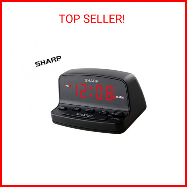 SHARP Digital Alarm Clock with Keyboard Style Controls, Battery Back-up, Easy to