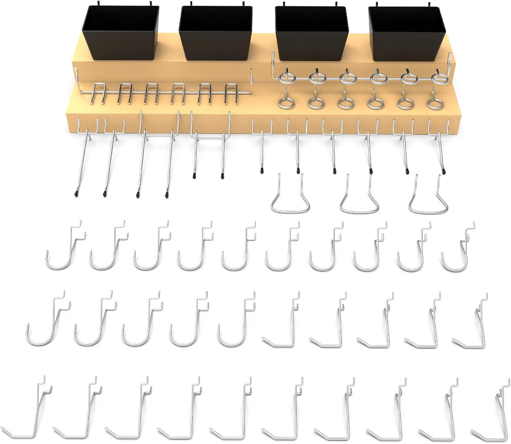 Pegboard Hooks Assortment 49PC Pegboard Accessories with Pegboard Bins