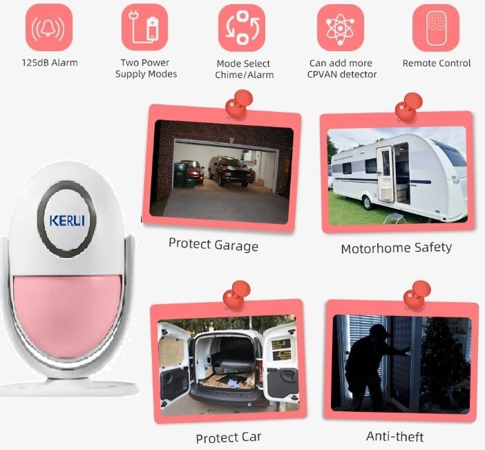 Motorhome-Caravan-Campervan Security Alarm System Motion Sensor Siren+2 Remotes