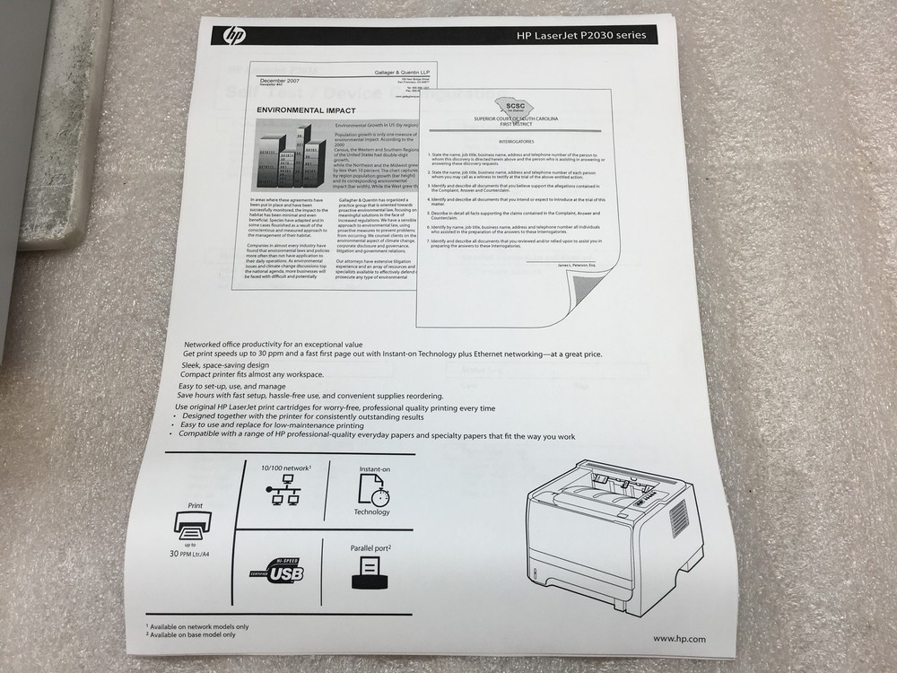 HP LaserJet P2035 Monochrome Laser Printer 7K page count TESTED