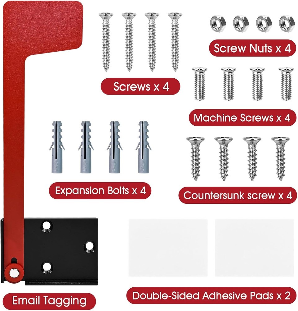 Mailbox Flag Replacement Kit - Galvanized Steel Holder for Red