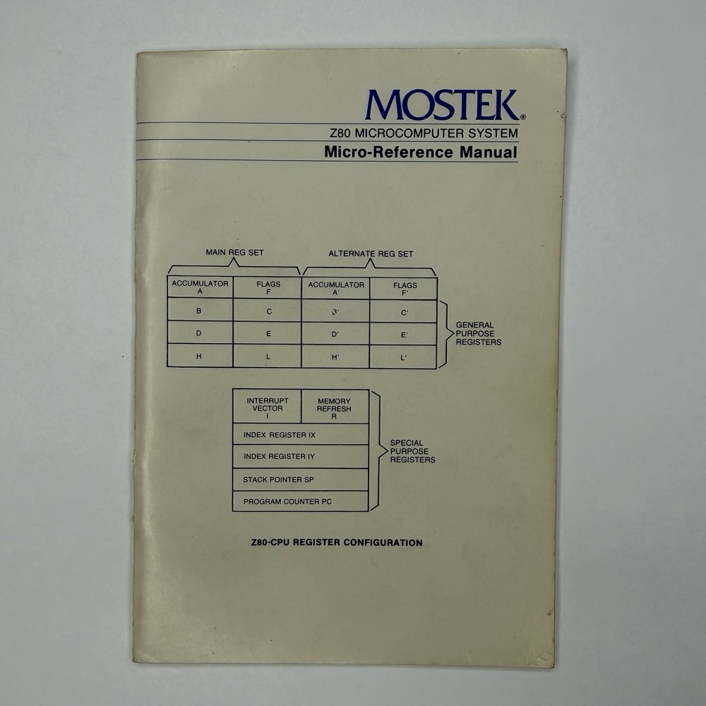 1978 Mostek Zilog Z80 CPU Microcomputer System Pocket Micro-Reference Manual