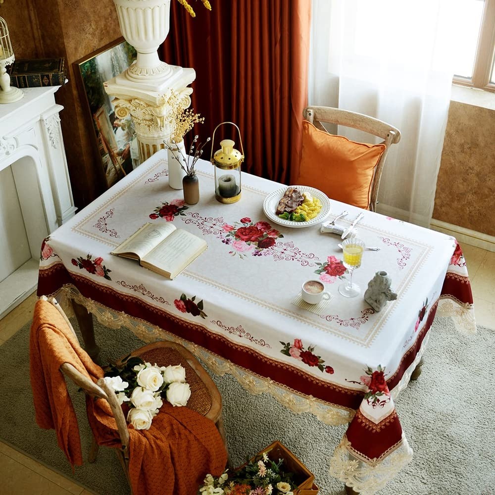 SUTAVIA Lace Embroidered Table Cloth,Rectangular Farmhouse TableCover,Classic...
