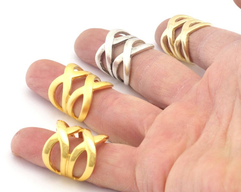 Statement Ring Adjustable Infinity Raw Brass,Silver,Gold 8US inner size 3253