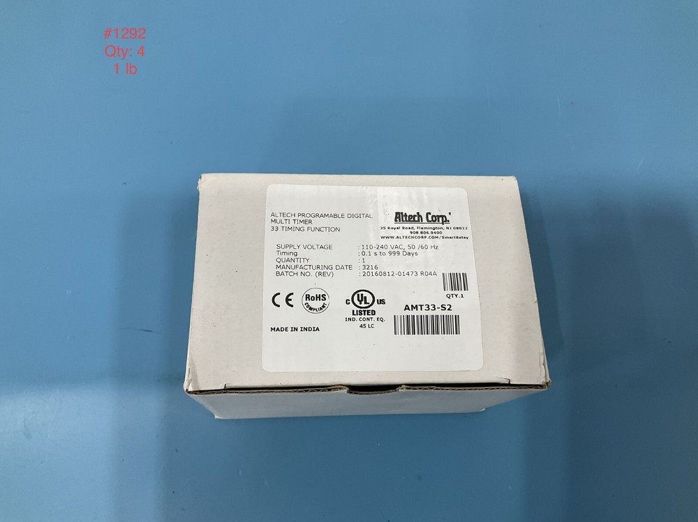 ALTECH CORP, AMT33-S2 , Programmable (Multi-Function) Time Delay Relay DPDT