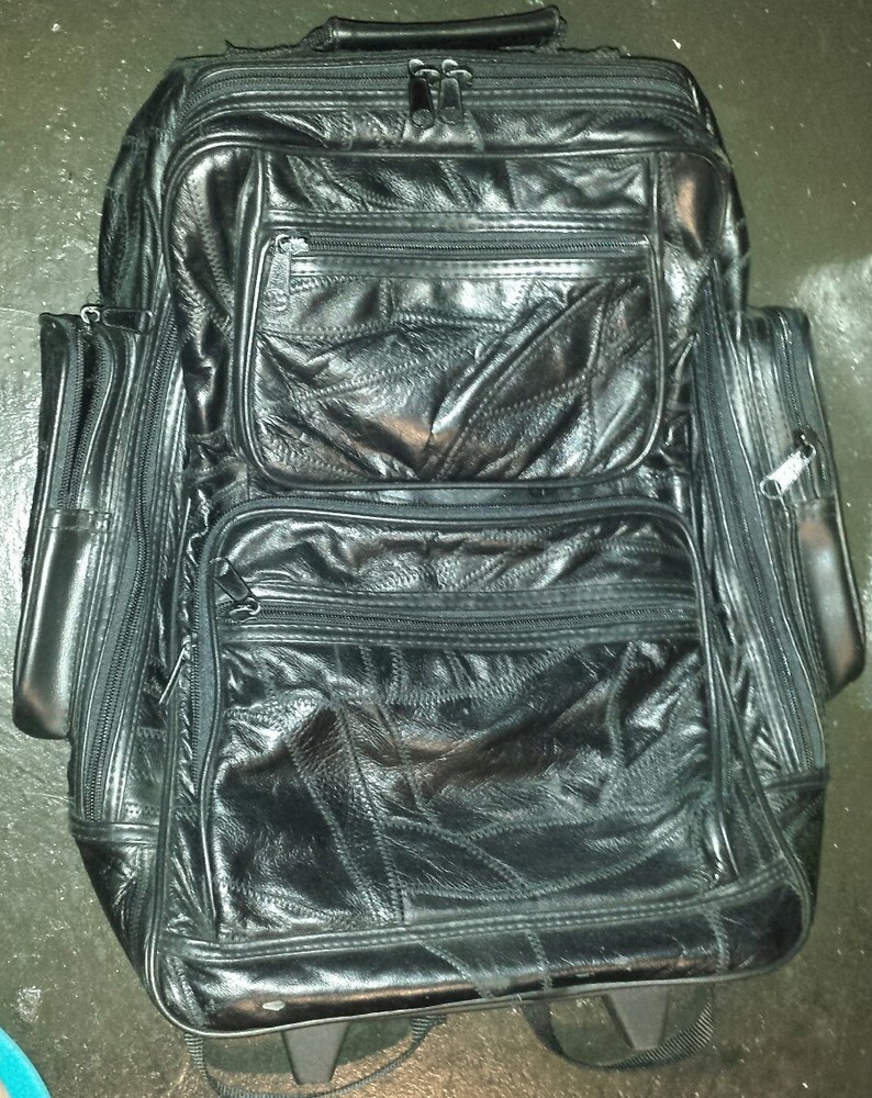 Travel Roller Backpack BLACK Multi-Pocket EXTENDABLE HANDLE 19.5" x 17" x 7"