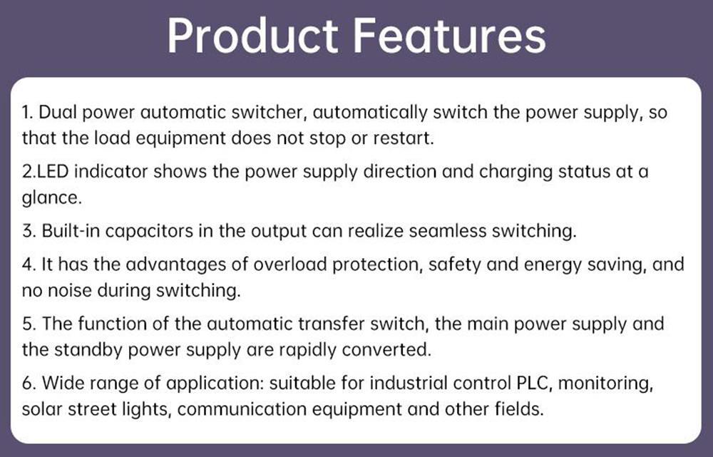 Dual Power Automatic Switcher UPS Emergency Power Failure Auto Transfer Switch