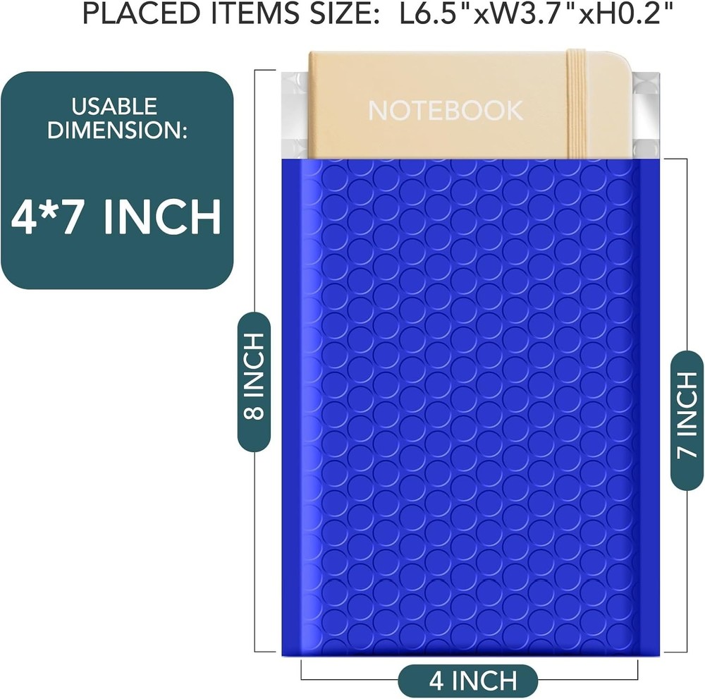 Brand New 4x8 Bubble Mailer Blue 50pcs
