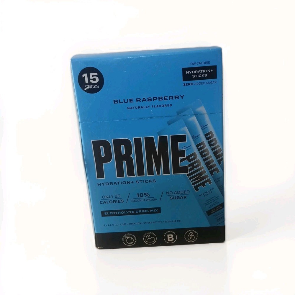 PRIME Hydration+ BLUE RASPBERRY Electrolyte Drink Mix 15 packets total