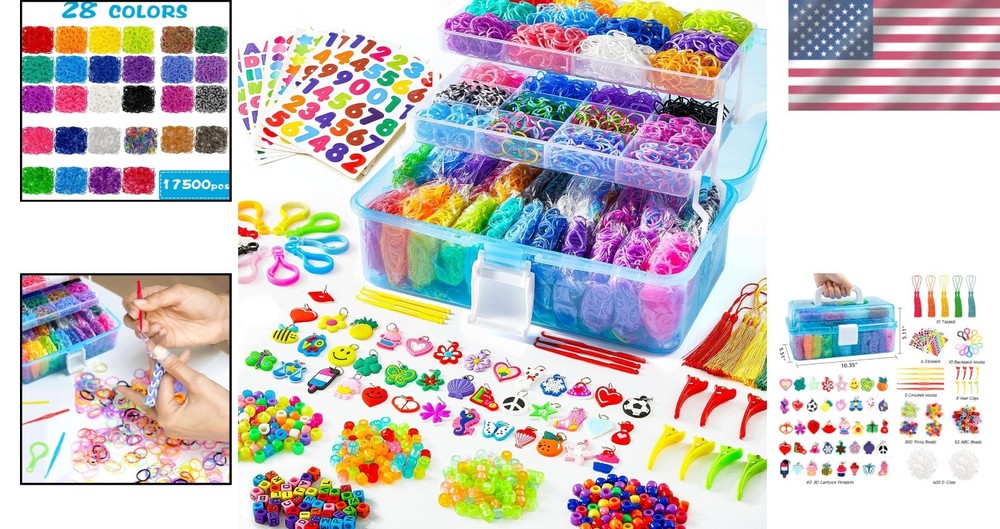 17500+ Rubber Bands Set with Blue Container