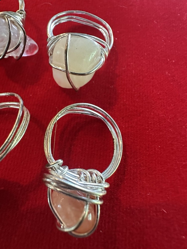 4 Handmade Crystal Rings See Descrip