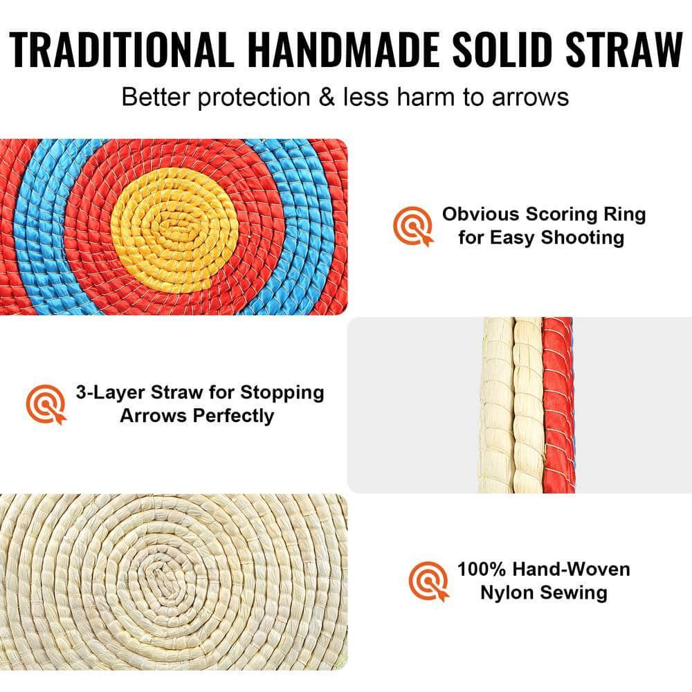 Archery Target 3 Layers 20 in. Arrow Target Traditional Solid Straw Round Target
