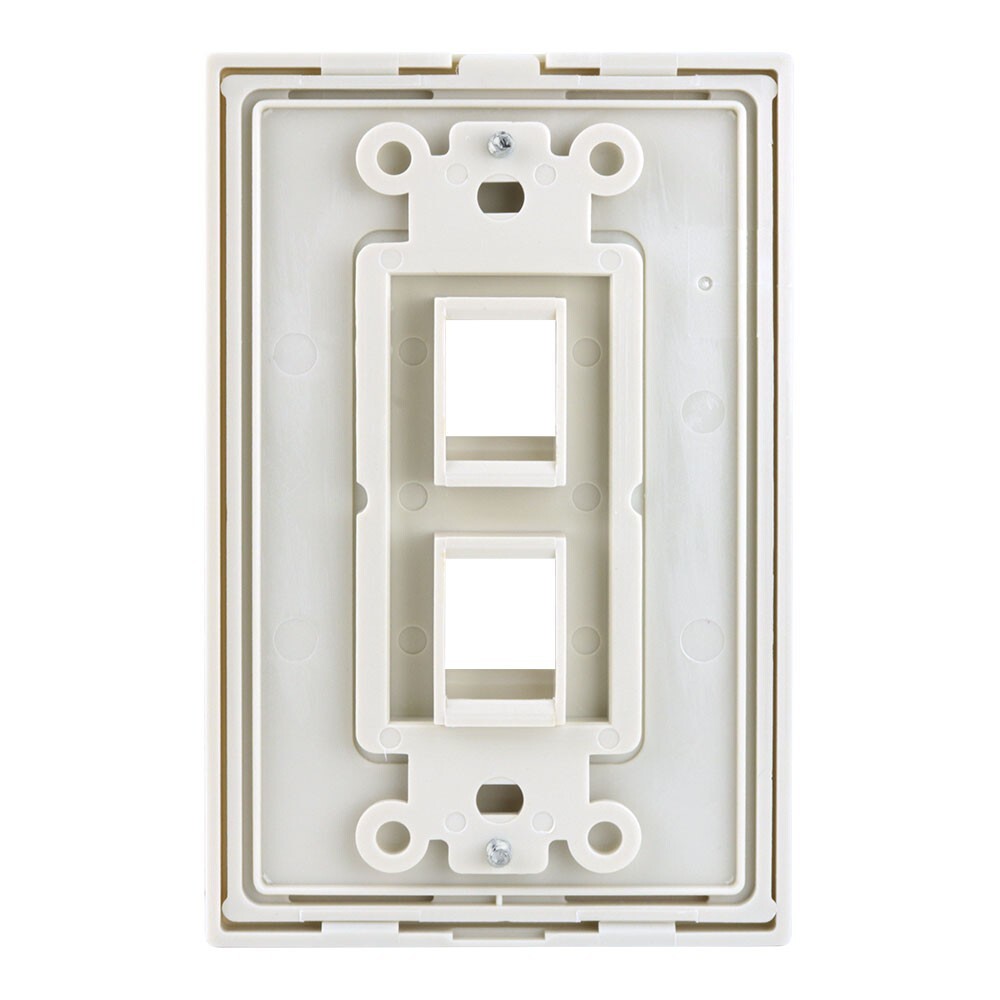 Construct Pro 2-Port Keystone Wall Plate with Screwless Face (Light Almond)
