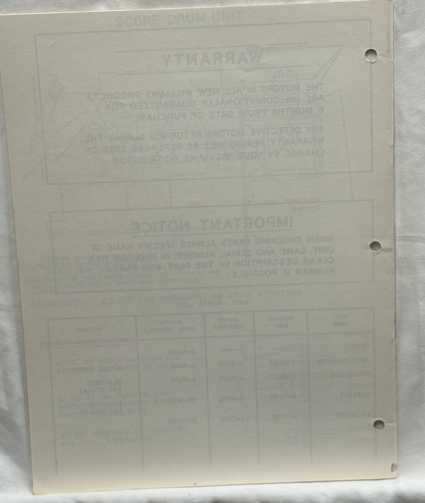 ORIGINAL-WILLIAMS-RINGER-INSTRUCTION MANUAL