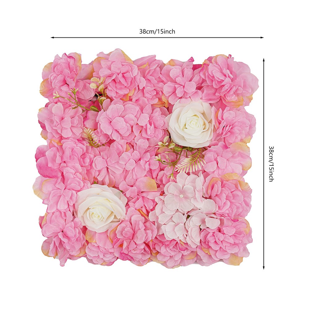 12pcs Artificial Flower Wall Panel Silk Cloth Flower Wall Backdrop for Wedding
