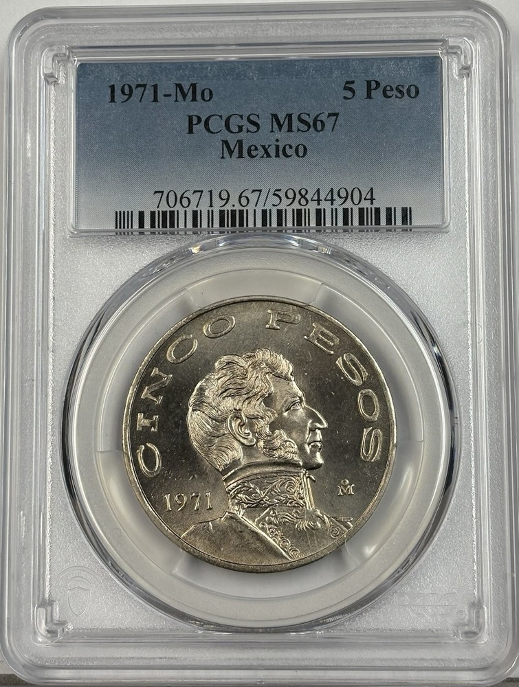 1971-Mo Mexico 5 Pesos PCGS MS67 TOP POP