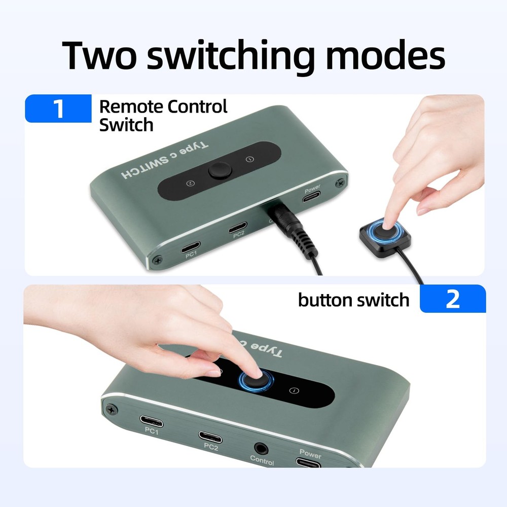 USB 3.0 Switch for 2 Computers, Share 4 USB Devices with Remote Control, USB ...