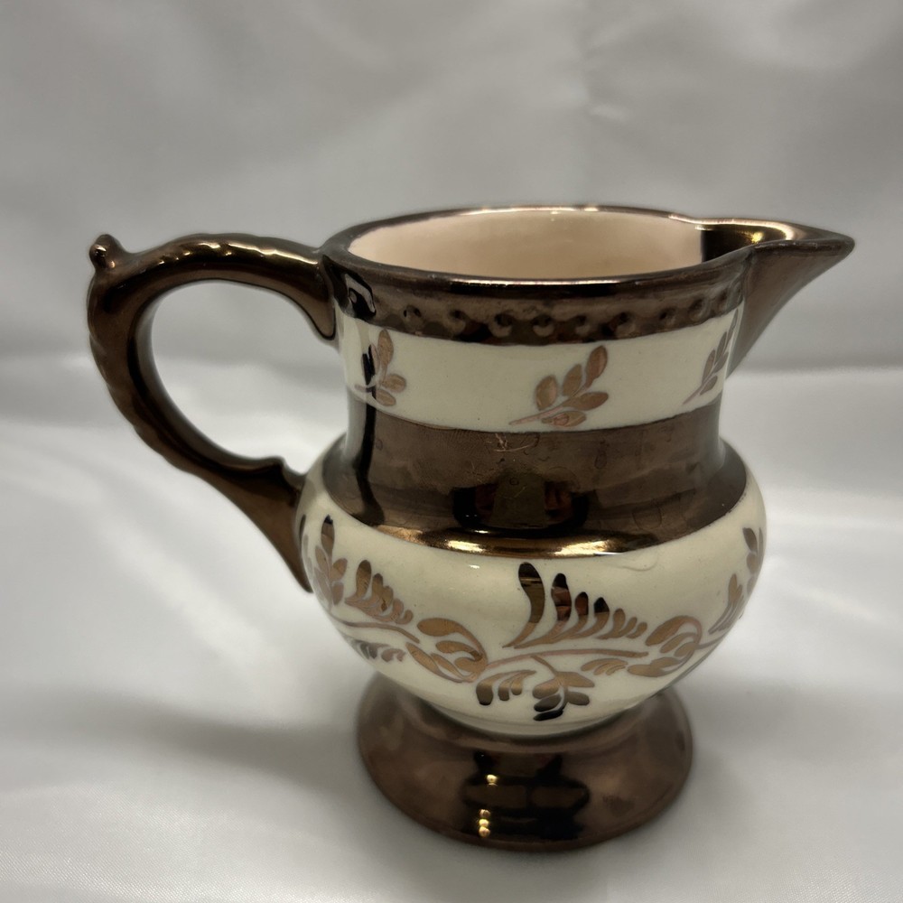 Le Noir Lusterware Handpainted 4" Lusterware Pitcher Dark Copper