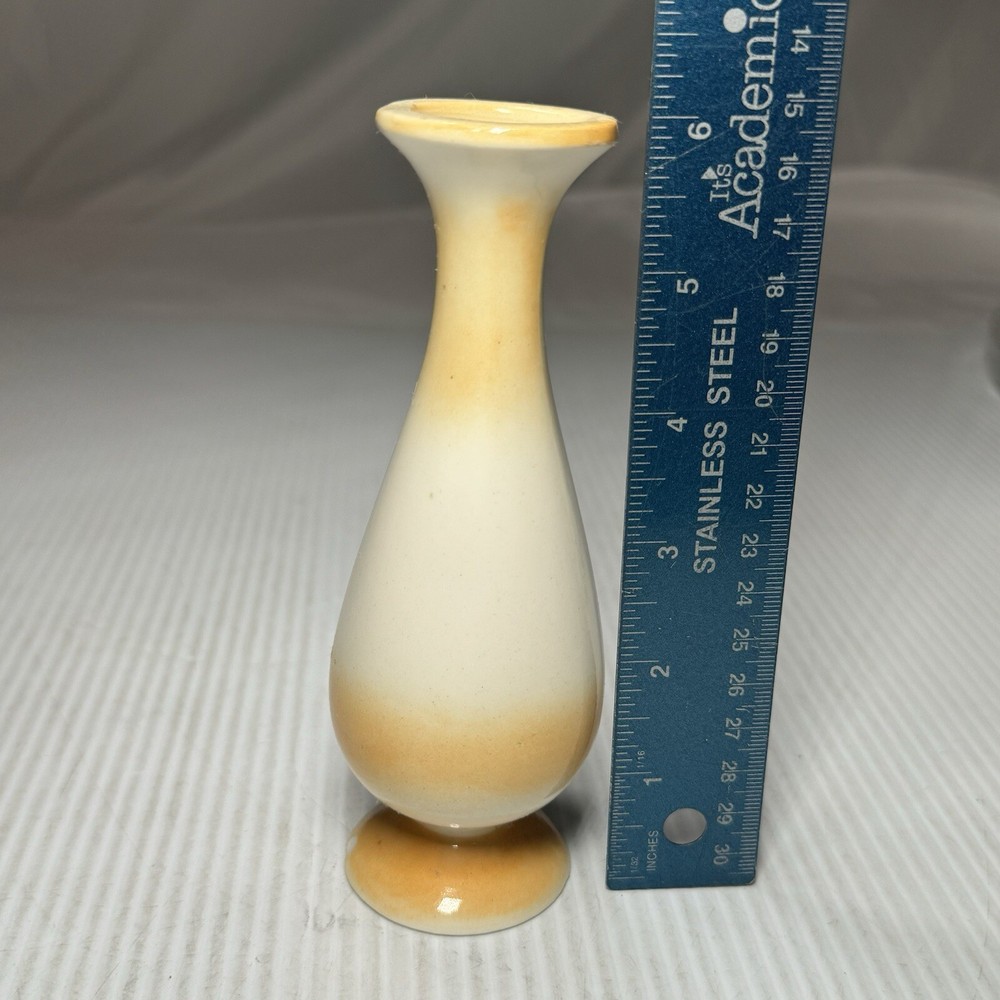 Hand Painted Yellow And Creme Bud Vase 6”