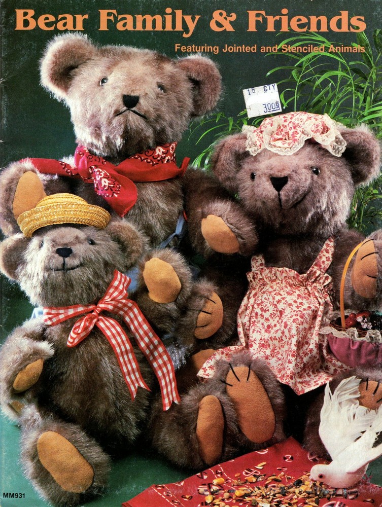 Bear Family & Friends Jointed & Stenciled Animals Full Size Pattern Insert NOS