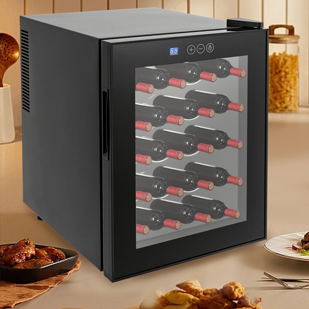 Black Wine Fridge 48L 20-Bottles Small Wine Cooler Rectangular Wine Cellar 110V