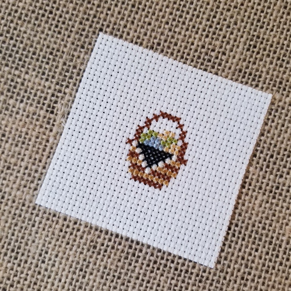 Finished Completed Cross Stitch Mini Egg Basket Piece for DIY Crafts