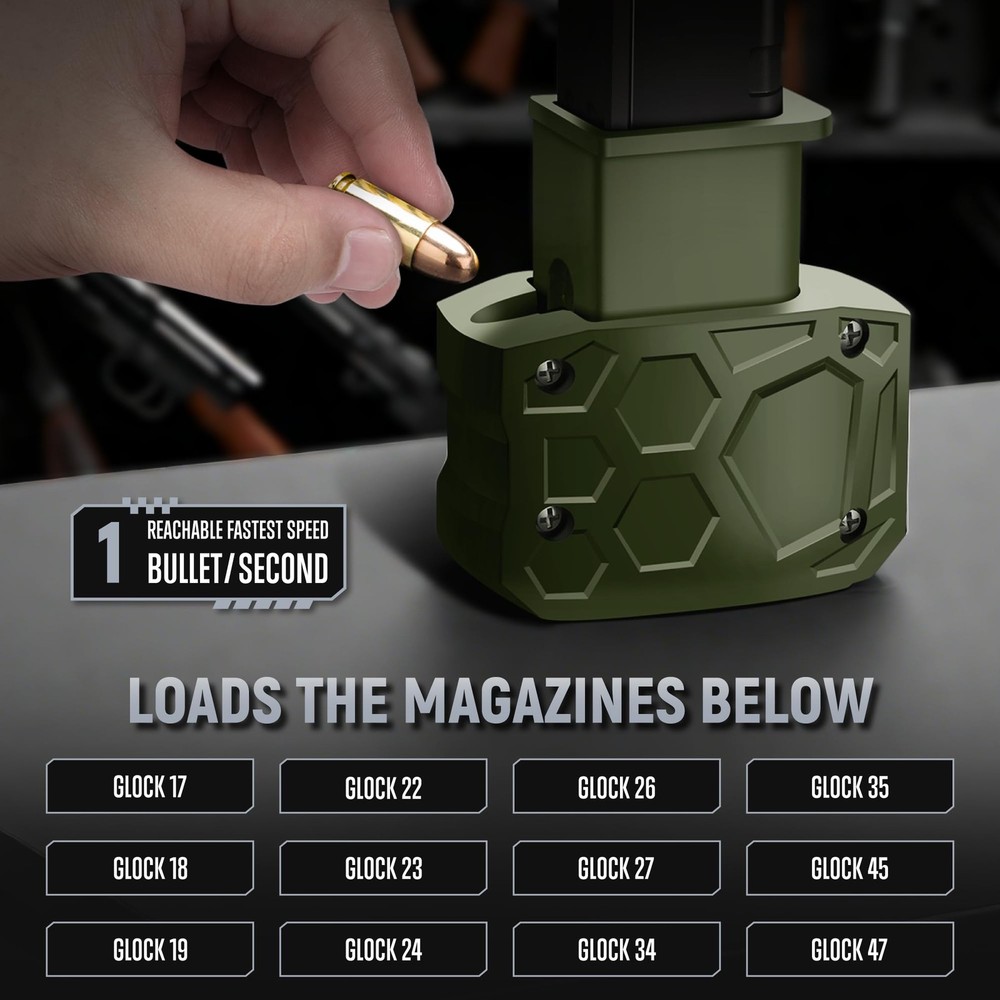 Magazine Speed Loader, Rapid Loader for Glock 9mm/.40sw, Green
