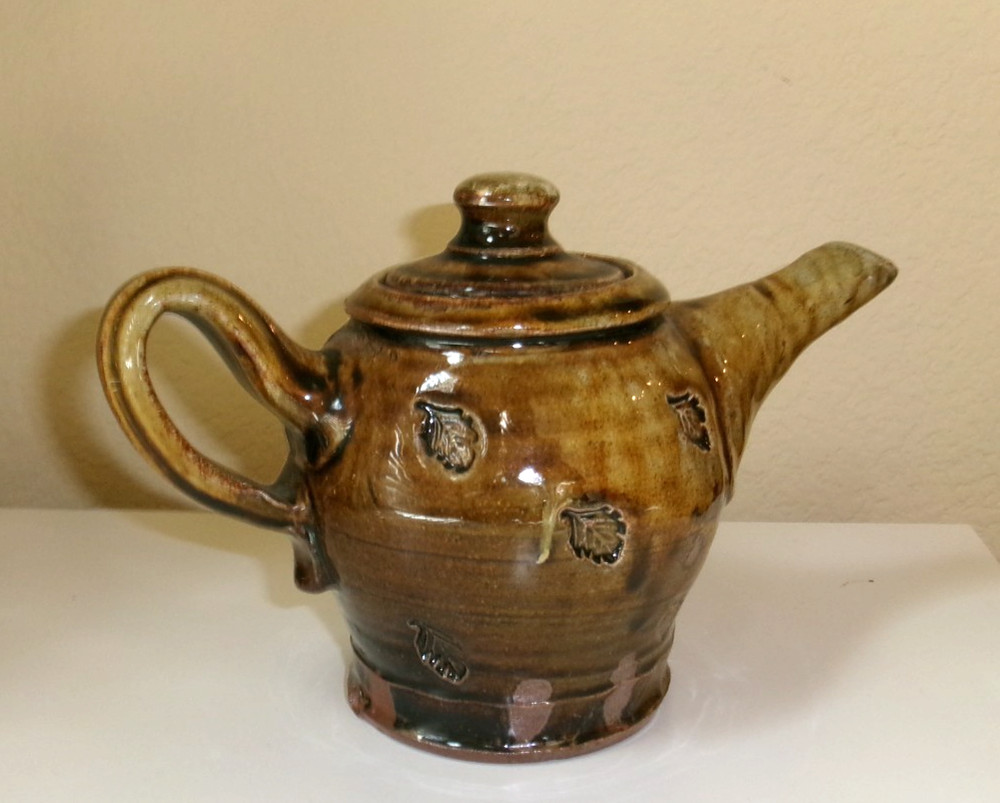 Handmade Pottery Tea Pot 6" Tall Brown Rustic