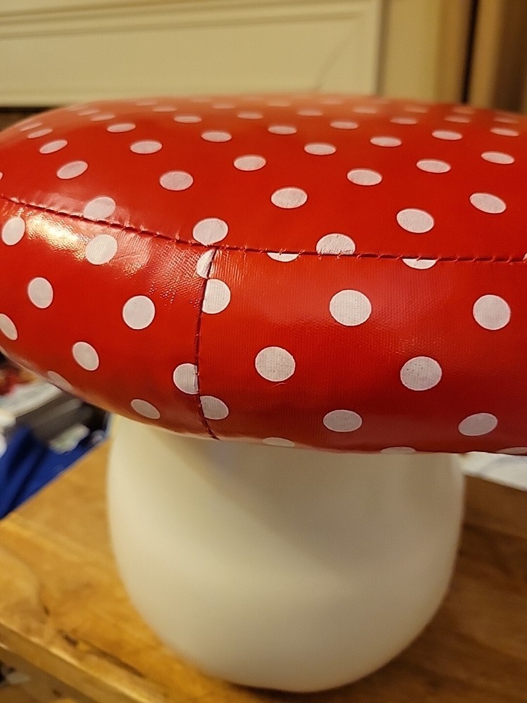 Polka Dot Padded Vinyl Mushroom Toadstool 13" x 13" x 9"