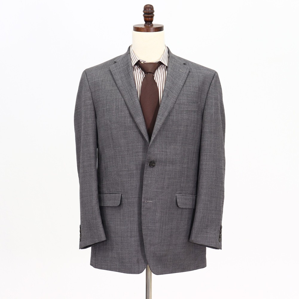 Chaps 42L Gray Sport Coat Blazer Jacket Solid 2-Button Wool