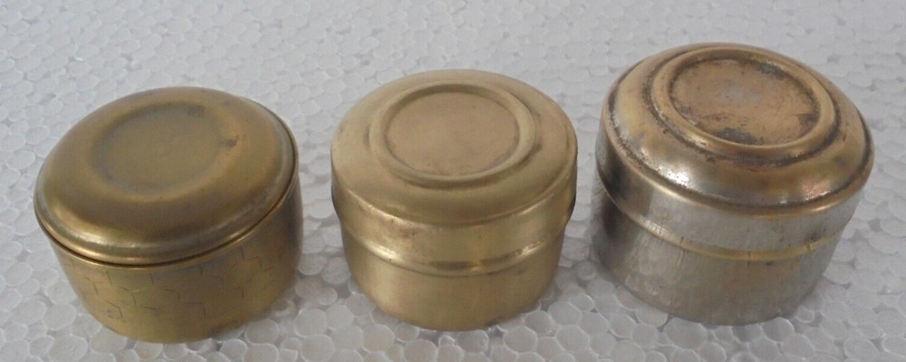 3 Pc Vintage Round Small Handcrafted Powder/Pill Boxes