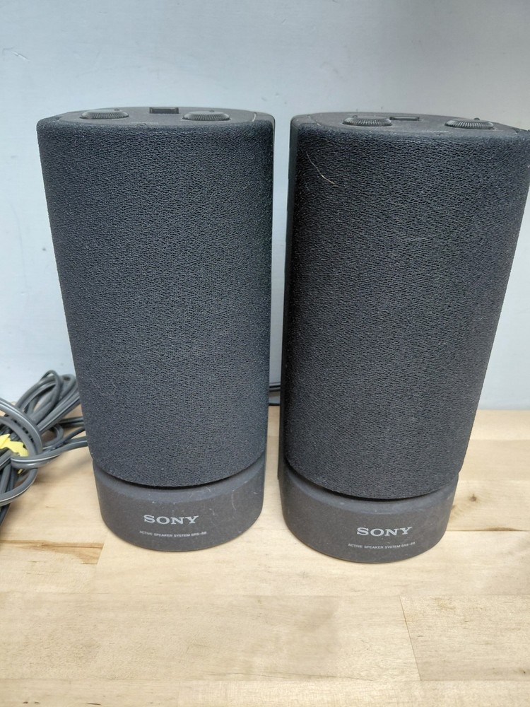 Sony SRS-88 Active Speaker System Black Pair Folding Bass Reflex Powered