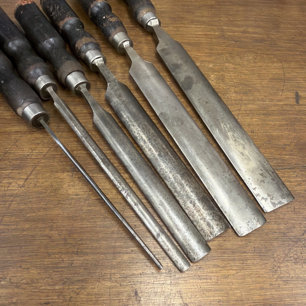 Vintage Paring Gouges Job Lot - X9 Marples / Ward Etc