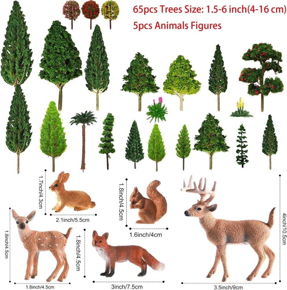 Plastic Trees Set for Model Railroad Scenery