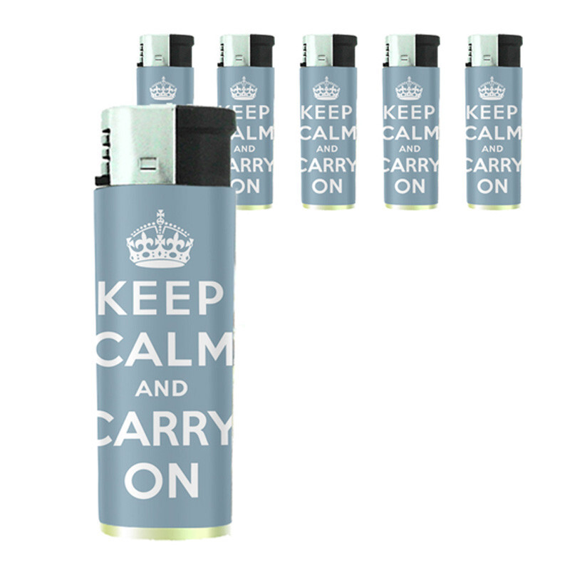 Keep Calm D2 Set of 5 Electronic Butane Lighter