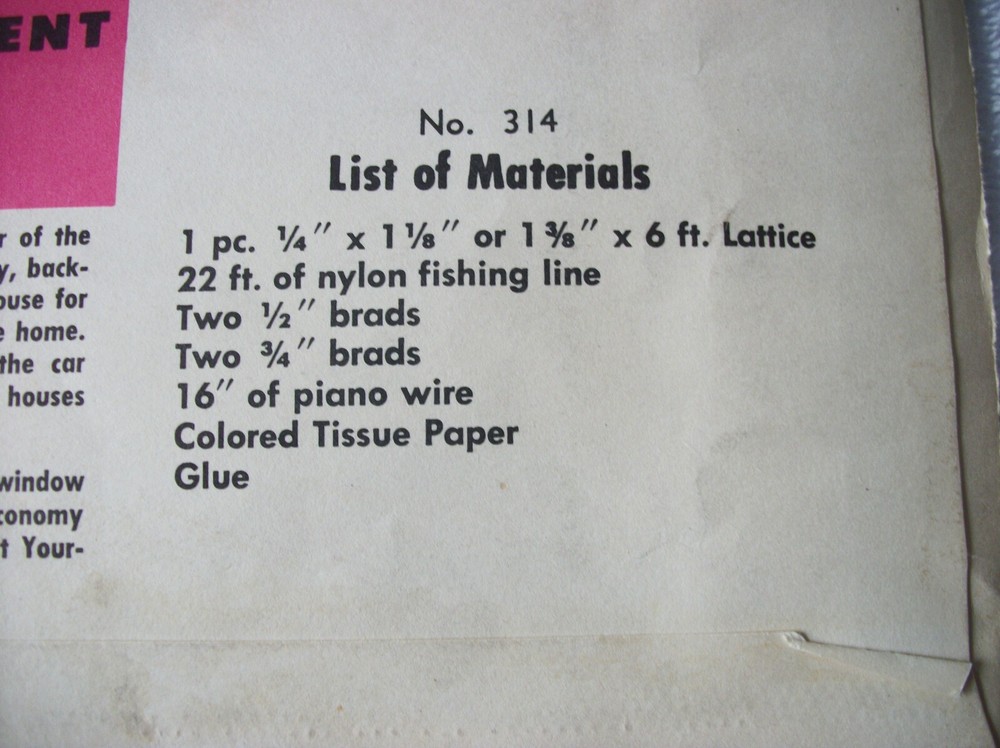 Vintage Easi-Bild No 314 Bermuda Kite Wood Working Pattern-Uncut