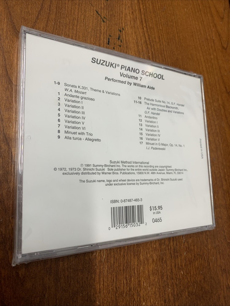 Suzuki Piano School Volume 7 CD William Aide