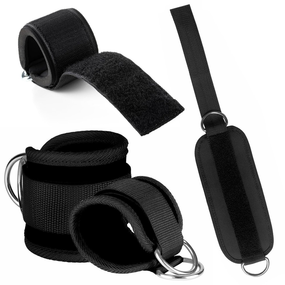 2 PCS Weightlifting Straps with D Ring,Adjustable Wrist Cuffs Black
