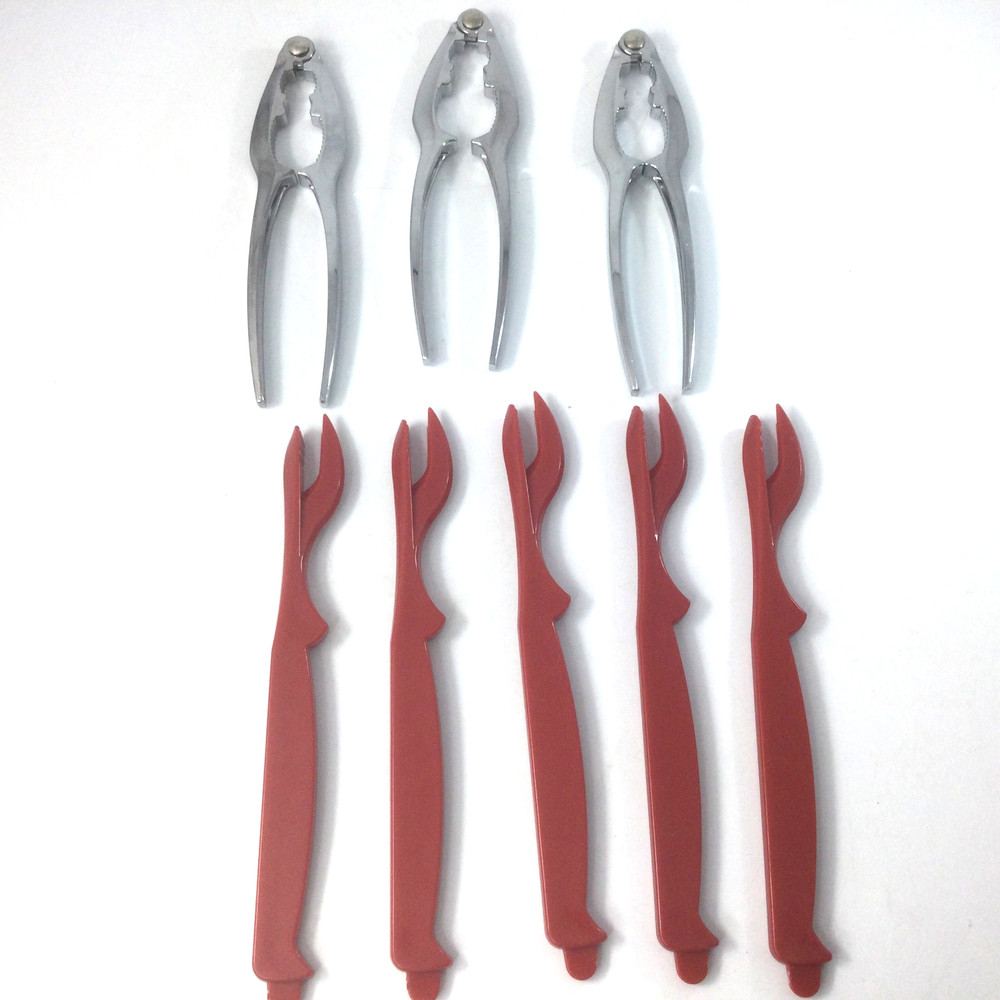 Seafood Tools 3 Crab Crackers 5 Cracker Shellers Metal Plastic